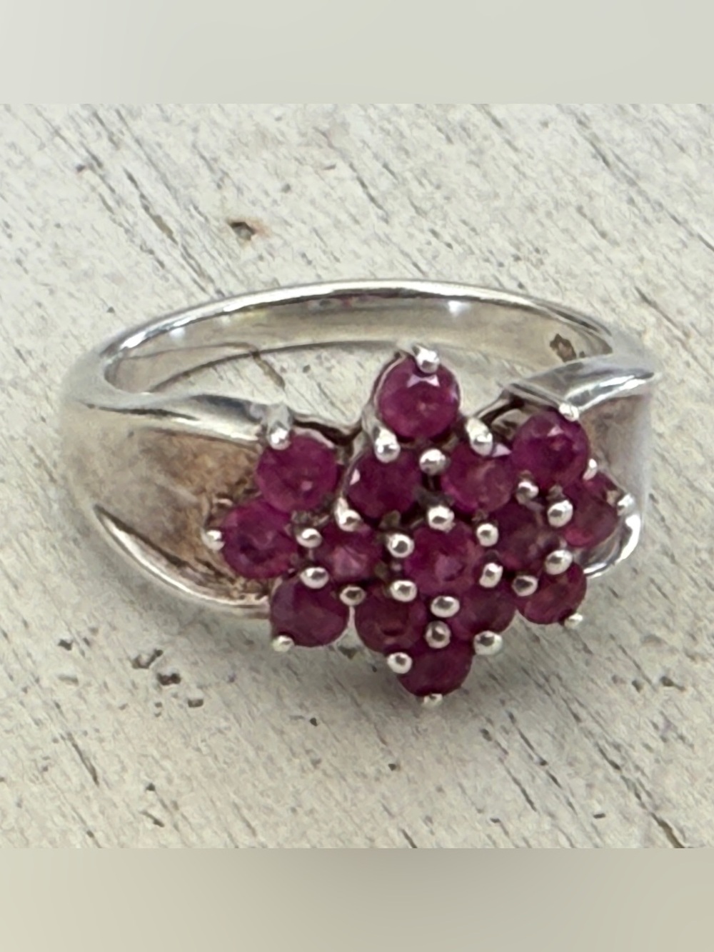Sterling Silver Ruby Cluster